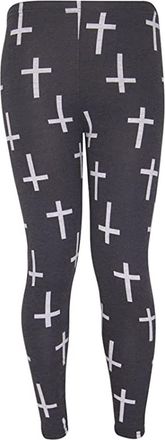 Purple Hanger New Ladies Vertical Stripe Print Elasticated Waist Womens Patterned Long Stretch Fit Leggings (20-22, Black Cross)