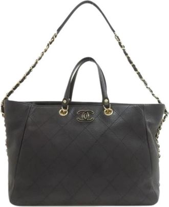 Chanel Pre-owned Matelasse Tote Bag - Dames - Vintage Shopper - Zwart - ONE Size - Leer - Vintage