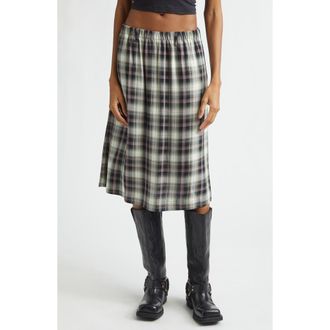 Acne Studios Izetta Check Midi Skirt in Black/Green at Nordstrom, Size 10 Us
