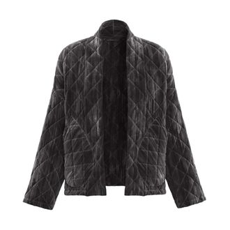 Marella Overhemden, Dames, Grijs, 2Xs, Emmeccesso Quilted Velvet Jacket