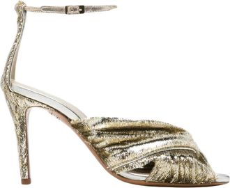 Forte_Forte Gekruiste fluwelen lurex sandalen met hoge hak - Dames - Sandalen met hakken - Geel - 36 EU - Schoenen