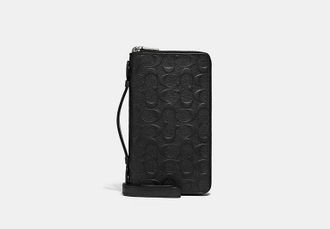 Coach Mens Double Zip Travel Organizer in Black | Leather
