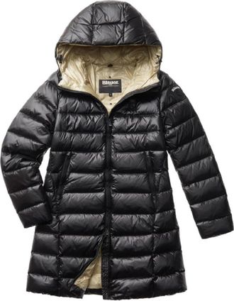 Blauer Iridescent Nylon Donsjas met Capuchon - Dames - Gewatteerde jassen - Zwart - XS - Nylon - Jassen