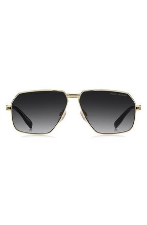 Marc Jacobs 61mm Gradient Navigator Sunglasses in Gold Black/Dark Grey Sf at Nordstrom