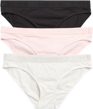 Calvin Klein Bikini Panties - Pack of 3 in Black/Snow Heather/Potpourri at Nordstrom Rack, Size Medium