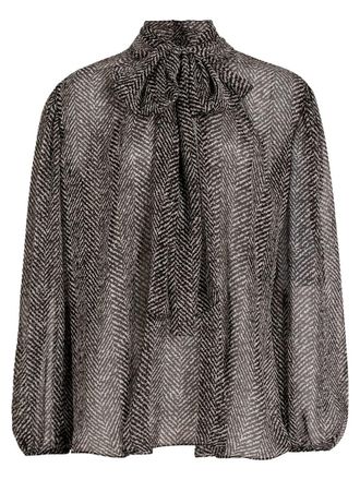 Dolce & Gabbana Chevron-Print Silk Chiffon Shirt