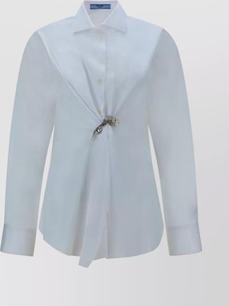 Prada flared hem jewel applique shirt