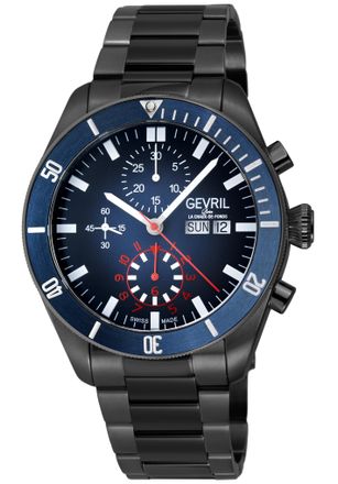 Gevril Group Mens Yorkville Chronograph 48623B Swiss Automatic ETA 7750 Watch - Black - One Size