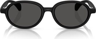 Moncler 51mm Oval Sunglasses in Matte Black /Dark Grey at Nordstrom