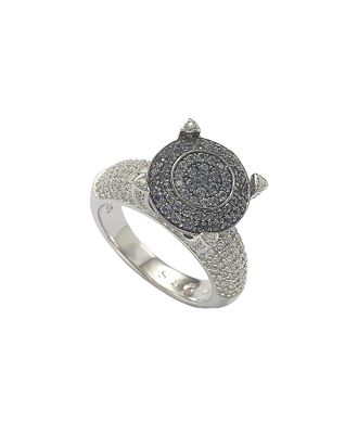 Suzy Levian Silver Pave Blue Cz Ring