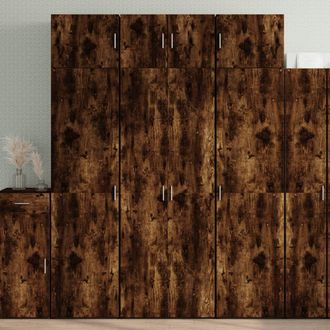 Berkfield Home Storage Cabinet Smoked Oak 70x42.5x225 cm Engineered Wood in Brown