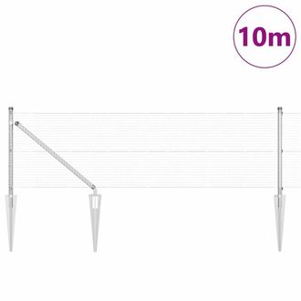 Berkfield Home Modern Welded Wire Fence with 7 Spike Posts 0.4x10 m Galvanised Steel in Silver