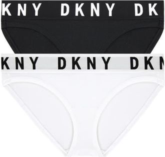 DKNY Cozy Assorted 2-Pack Boyfriend Bikinis in Black/White at Nordstrom, Size X-Large