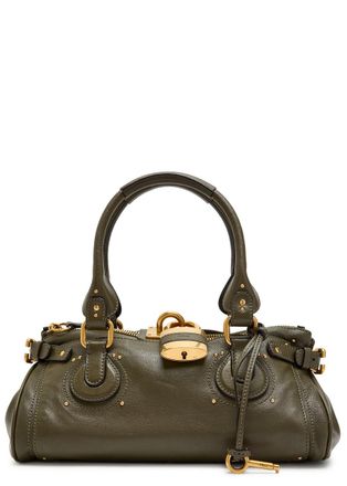 Chlo&eacute; Paddington Padlock Grained Leather Shoulder bag - Khaki - One Size