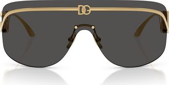 Dolce & Gabbana 140mm Pillow Shield Sunglasses in Gold /Dark Grey at Nordstrom