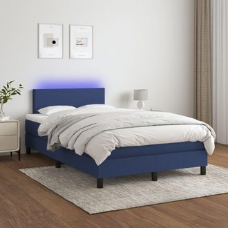 vidaXL Vidaxl - Cama Box Spring Con Colch&oacute;n Y Led Tela Azul 120x200 Cm