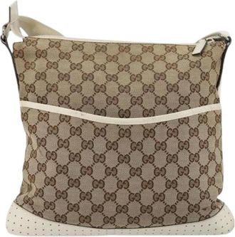 Gucci Pre-owned Vintage Cross Body Bag - Dames - Vintage Schoudertas - Beige - ONE Size - Leer - Vintage