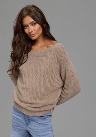 Laura Scott 3/4 Arm-Pullover LAURA SCOTT, Damen, Gr. 32/34, gold, Strick, Obermaterial: 80% Baumwolle, 20% metallisierte Faser (LUREX), unifarben, figurumspielend