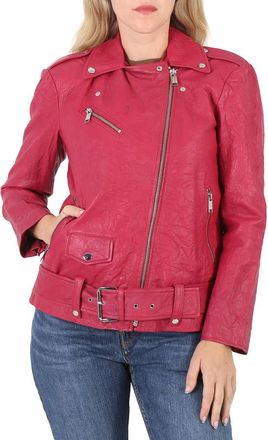 Michael Kors Ladies Crinkled Leather Moto Jacket, Size X-Small