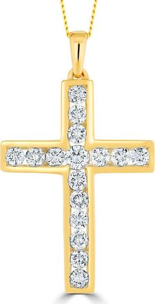 The Diamond Store 1ct Lab Diamond Cross Necklace Pendant H/Si Channel Set in 9K Gold