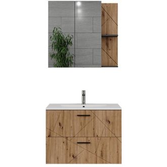 Vicco Conjunto De Muebles De Ba&ntilde;o Irma, Antracita/artisan, 3 Partes, Vicco