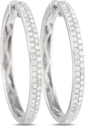 Luxury Bazaar Orecchini a cerchio in oro bianco 14 carati con diamanti - Argento