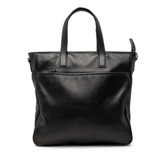 Prada Black Leather Handbag Tote Bag (Pre-Owned)