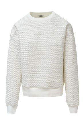 Salsa Sweatshirt SALSA Salsa Jeans Sweatshirt Lurex Jacquard Sweatshirt, Damen, Gr. L, weiss (wei&szlig;), Obermaterial: 58% Polyester PES. 34% Viskose CV. 7% son