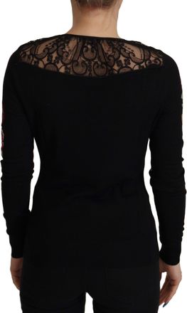 Dolce & Gabbana Black Lace Angel Roses Cardigan Womens Sweater (Pre-Owned)