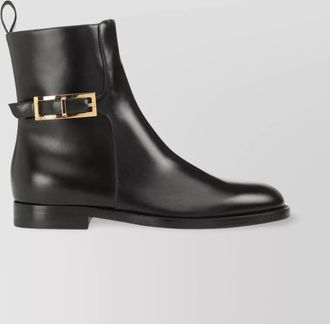 Sergio Rossi round toe ankle boots with gold hardware