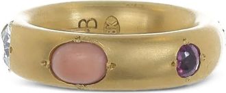 Jenna Blake 18K yellow gold Gypsy multi-stone ring - women - Metal/Ruby/Coral/Diamond - 6 1/2
