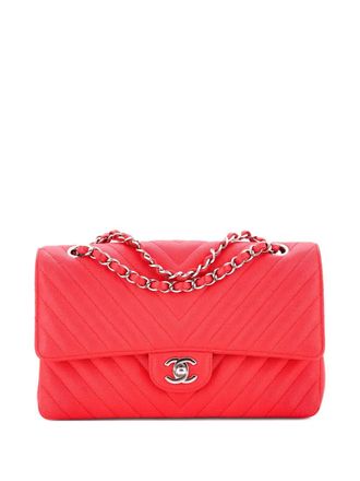Chanel Classic Double Flap Bag Chevron Caviar Medium shoulder bag - women - Calf Leather - One Size - Red