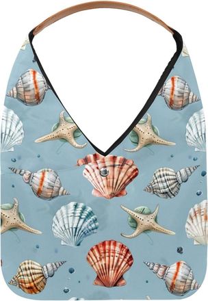 Generic Conch Shell Pattern Reusable Lightweight Grocery Bags - Foldable Into Compact Pouch, Washable & Sturdy, Multipurpose for Shopping and Travel