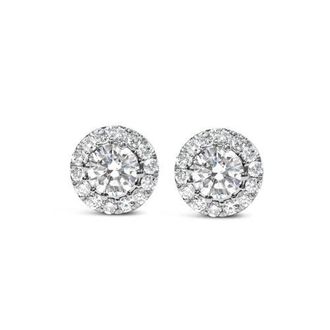 House of Brilliance 14K White Gold 3.0 Cttw Lab-Grown Diamond Hidden Halo Stud Earrings at Nordstrom