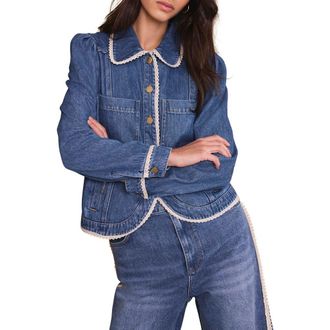 Mint Velvet Lace Trim Denim Jacket in Blue at Nordstrom, Size X-Small