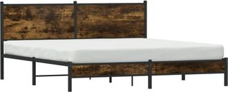 vidaXL Vidaxl - Estructura De Cama Sin Colch&oacute;n Metal Roble Ahumado 183x213 Cm