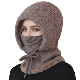 Generic 3 in 1 Beanie Hat for Women, 3 in 1 Beanie Hat with Scarf and Mask, Womens Outdoors Windproof Scarf Hat