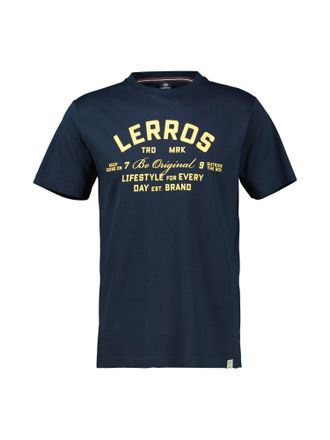 Lerros T-Shirt LERROS T-Shirt mit Print in &Uuml;bergr&ouml;ssen, Herren, Gr. 6XL, blau (classic navy), 100% Baumwolle, Rundhals, Shirts T-Shirt