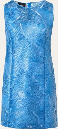 Akris Lacquered Sea Faille Sleeveless Shift Mini Dress