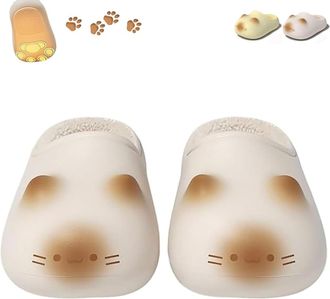 Generic Cozy Plush Height Increase Slippers with Paw Prints, Cozy Plush Height Increase Slippers with Paw Prints, Waterproof (White,8.5-9.5)