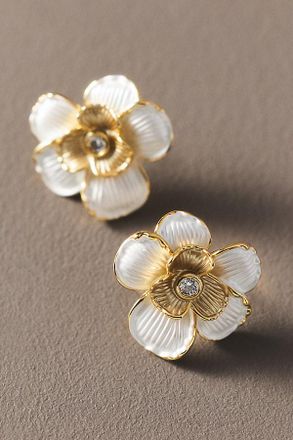 Anthropologie Layered Floral Crystal Earrings