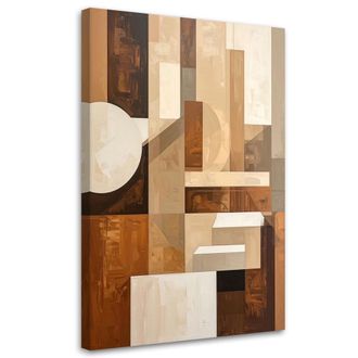 Feeby Cuadro En Lienzo, Abstracto Beige Figuras, 80x120