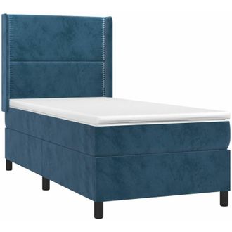 vidaXL Cama Box Spring Colch&oacute;n Y Led Terciopelo Azul Oscuro 80x200 Cm Vidaxl