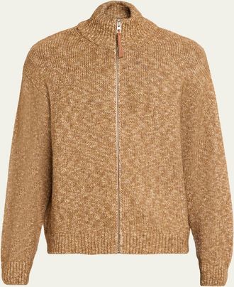 Loewe Mens Oversized Monogram Full-Zip Knit Cardigan