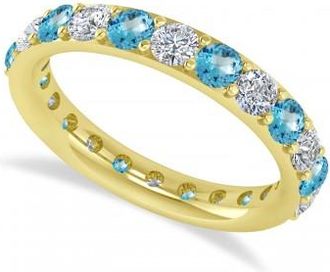 Allurez Diamond & Blue Topaz Eternity Wedding Band 14k Yellow Gold (2.00ct)