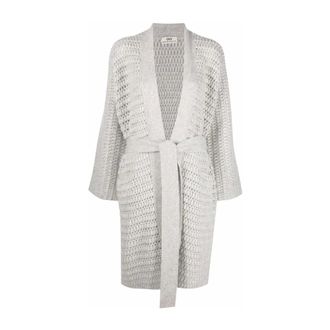 Sminfinity Gehaakte Kimono Fluffy - Dames - Truien - Grijs - Maat: Xs/S Zijde
