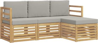 vidaXL Conjunto De Sof&aacute;s De Exterior 4 Uds. Blanco Y Gris Claro Vidaxl