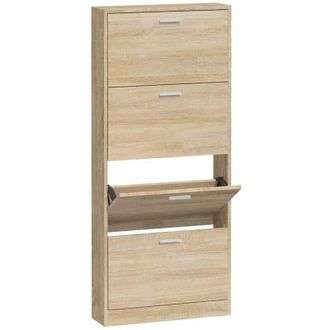 vidaXL Mueble Zapatero Madera Contrachapada Color Roble 59x17x150 Cm Vidaxl