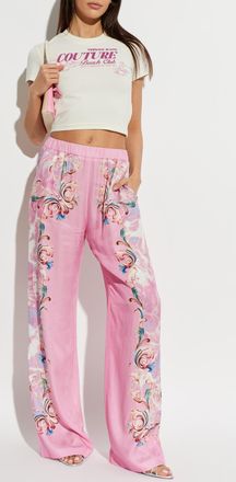 Versace Jeans Couture T-shirt With Glitter Print, Womens, Cream