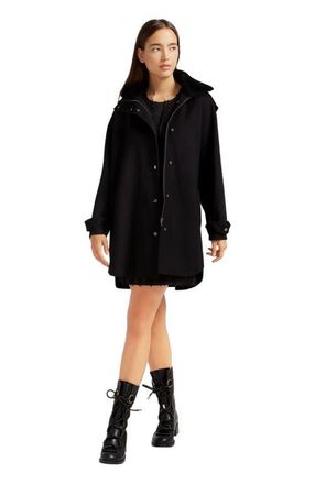 Belle & Bloom Heavy Hearted Detachable Hooded Coat in Black at Nordstrom, Size X-Small Au